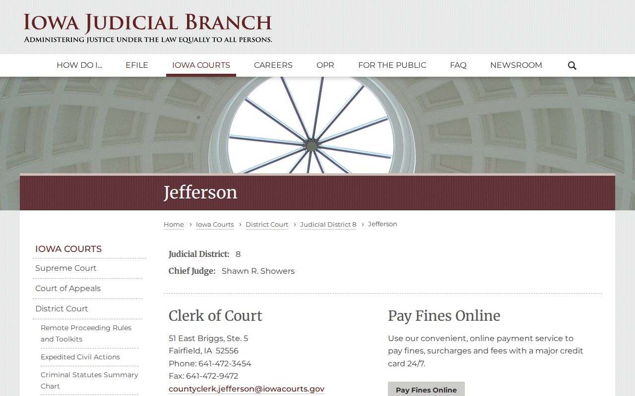 Jefferson County warrant records Clerk of Court page