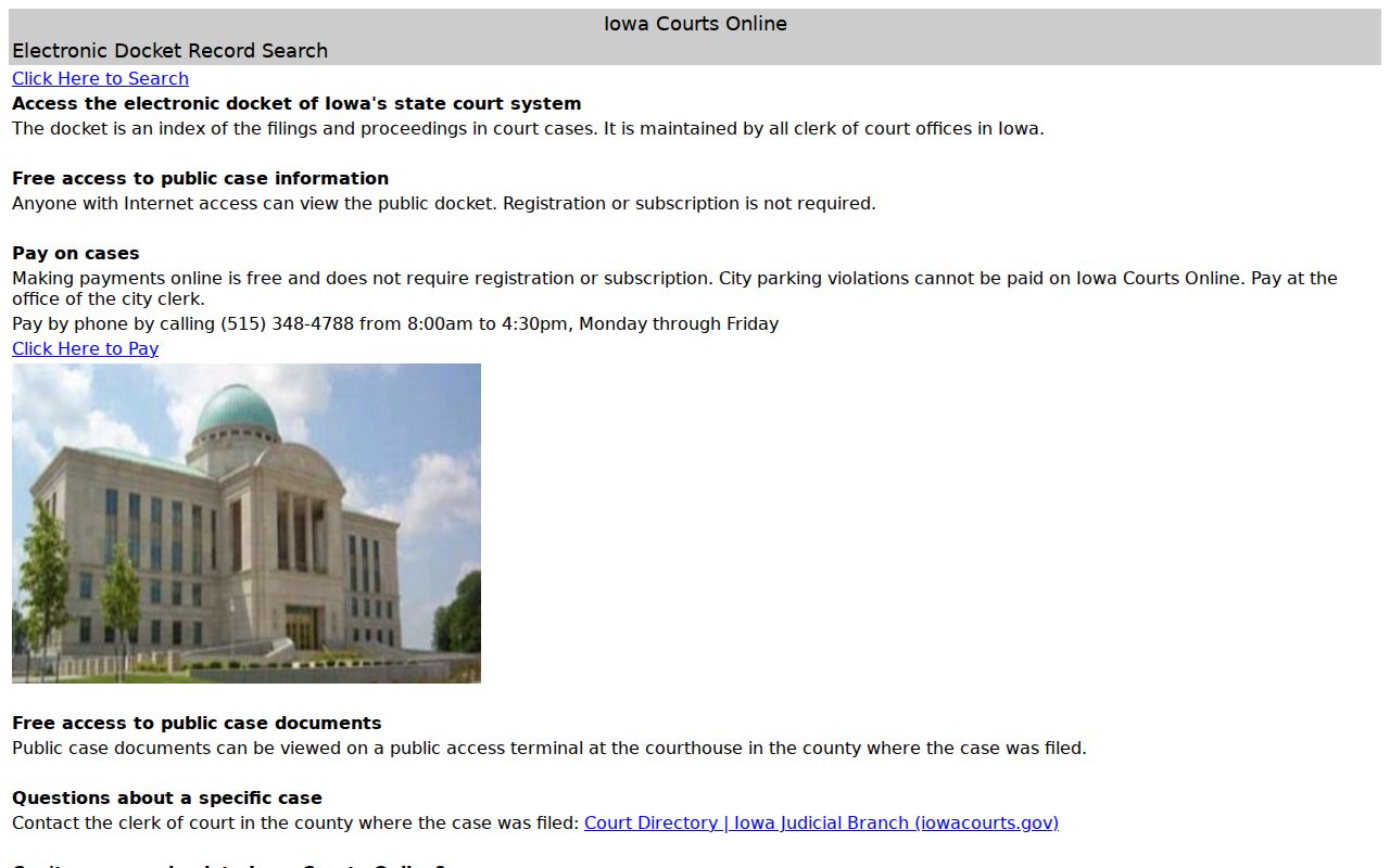 Jefferson County warrant search electronic docket screen