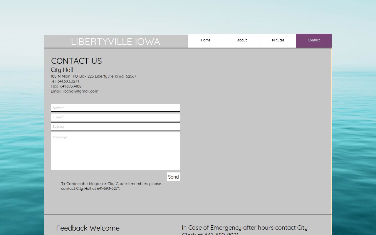 Official Libertyville contact page showing city clerk information